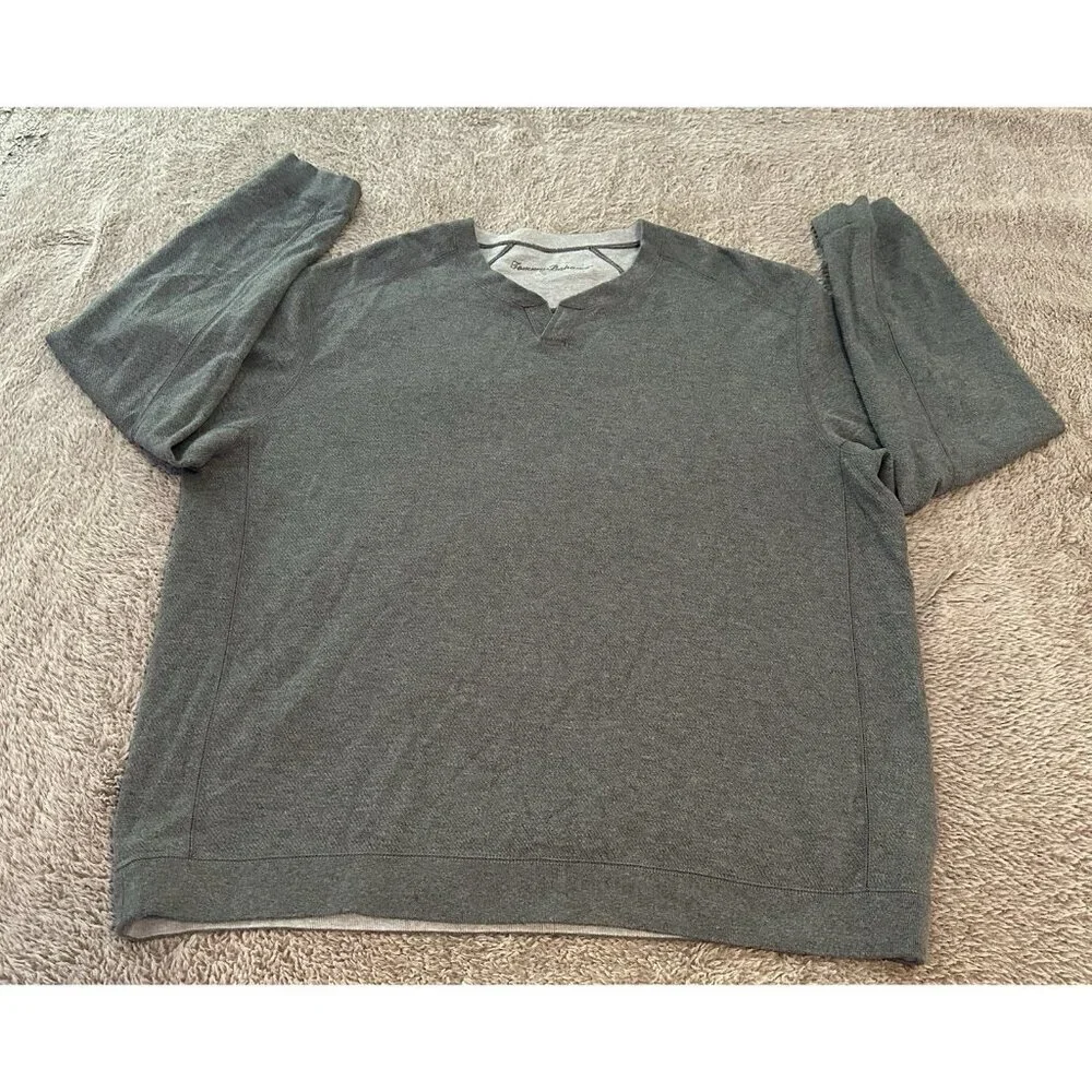 Tommy Bahama Reversible Sweater Gray Cotton Long Sleeves Mens
